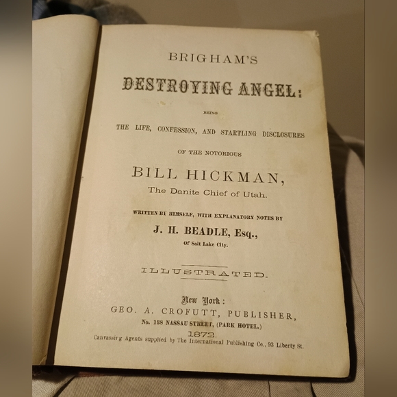 Antique 1872 First Edition Bill Hickman Book - Picture 2 of 3